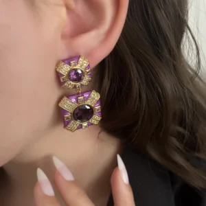 Mor Mineli Gold Küpe