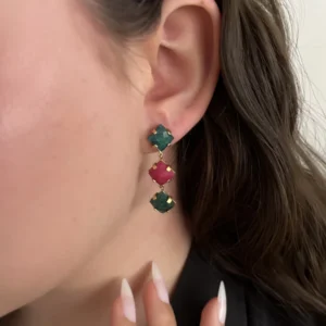 Doğal Taşlı Renkli Küpe