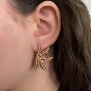 Deniz Yıldızı Kırmızı Küpe