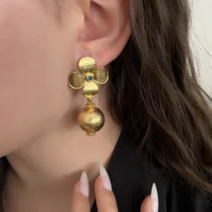 Çiçek Top Gold Küpe