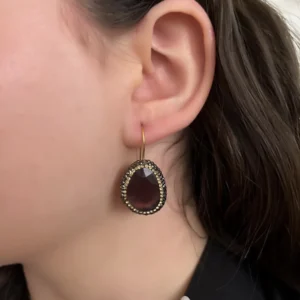 Kedi Gözü Taşlı Markazit Küpe