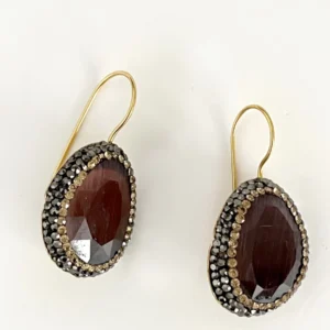 Alternative view of Kedi Gözü Taşlı Markazit Küpe