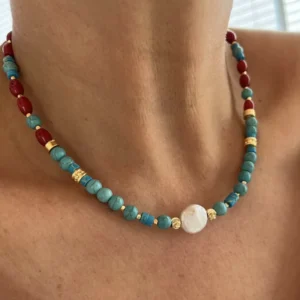 Mercan Turkuaz Kolye